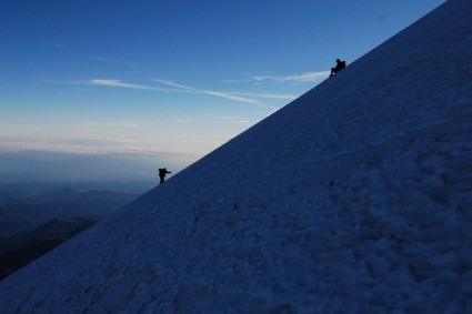 Em pleno glaciar do Orizaba, México. Foto de Waldemar Niclevicz.