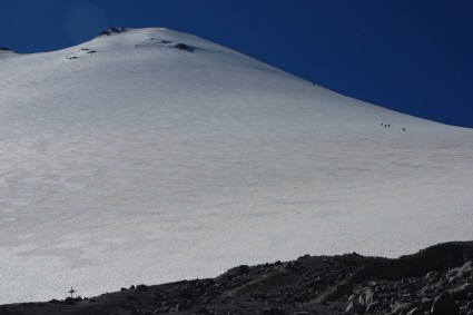 O grande glaciar que leva ao cume do Orizaba, México. Foto de W. Niclevicz.