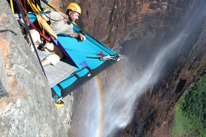 Waldemar Niclevicz no campo 1 do Salto Angel. Foto de Edmilson Padilha.