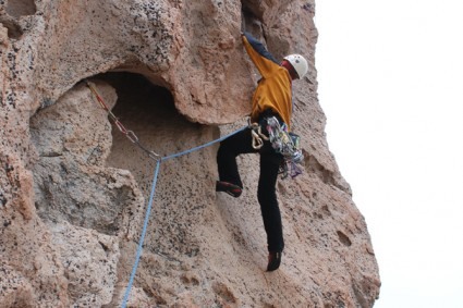 Flávio Cantelli na Imaginate (120m, 6a+), no Campanile Esloveno. Foto de WN.