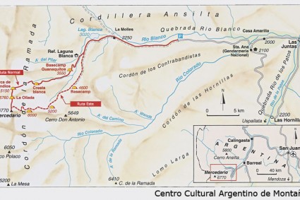 Mapa da região do Mercedario.