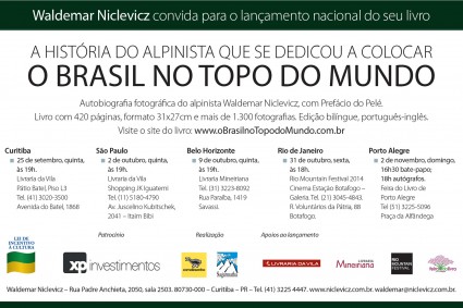 Convite para o lançamento do livro O Brasil no Topo do Mundo