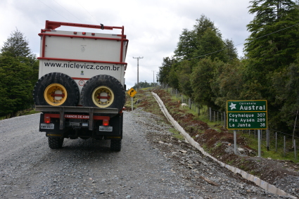 O Andino na Carretera Austral, que aos poucos fai sendo totalmente asfaltada.