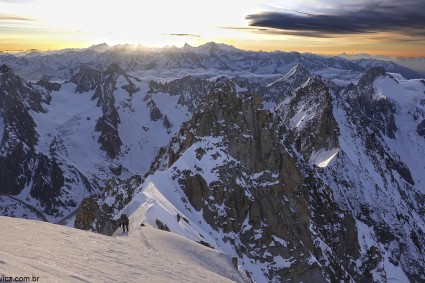 Próximo ao cume da Aiguille Verte. Foto de Waldemar Niclevicz.